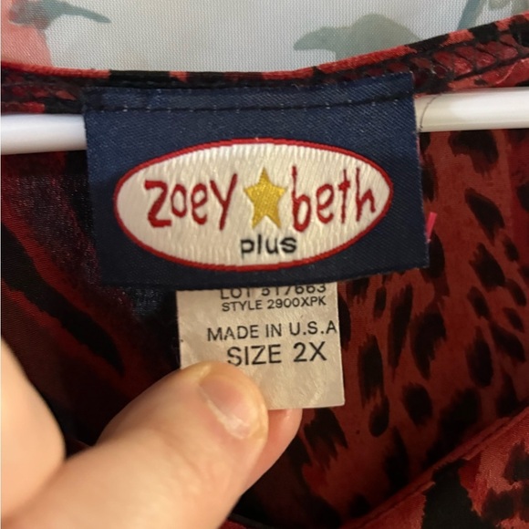 Vintage Animal Print Red and Black Ruffled Bell Sleeve Blouse - Picture 8 of 12